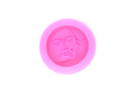 Molde silicona rosado redondo caras medias lunas