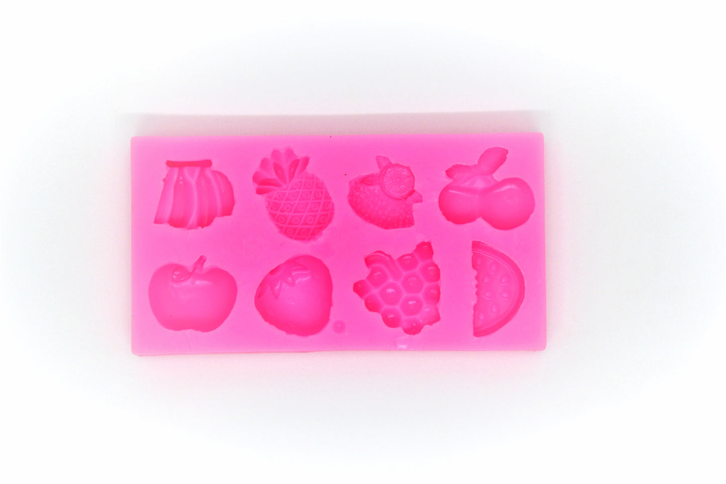 Molde silicona rosado rectangular frutas