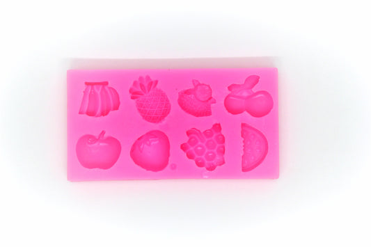 Molde silicona rosado rectangular frutas