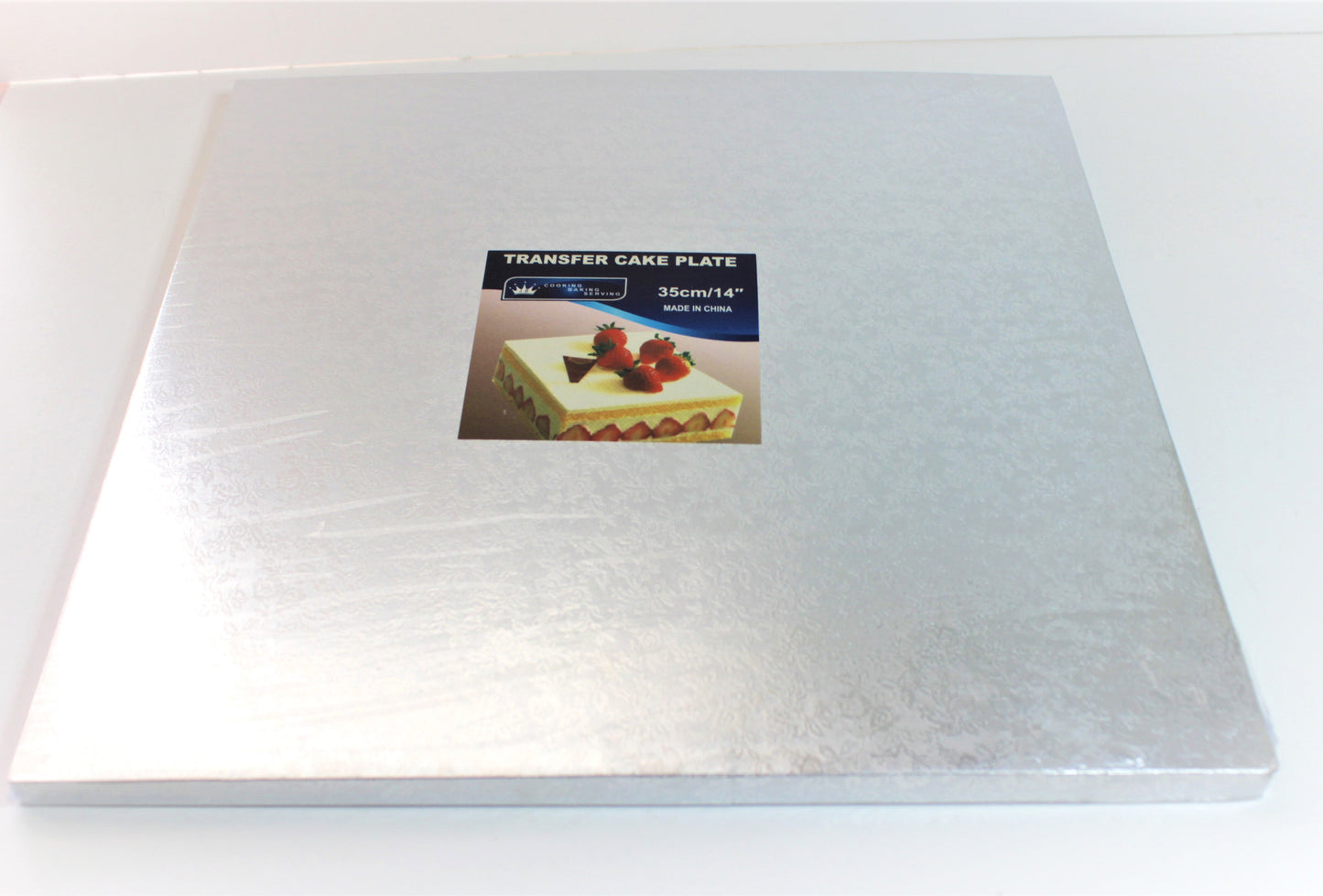 Bases tortas plumavit cuadrada plateada 35 cm