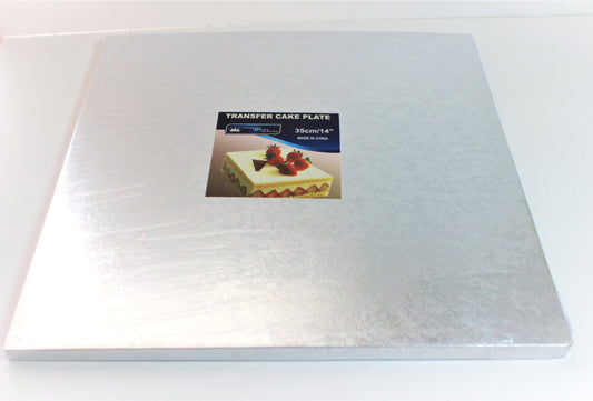 Bases tortas plumavit cuadrada plateada 35 cm