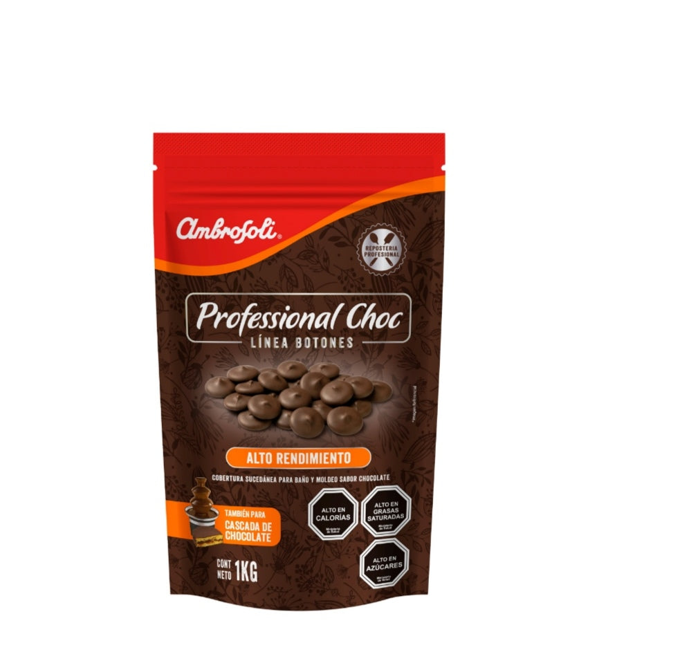 Chocolate alto rendimiento profesional choc linea botones ambrosoli 1kg cascada