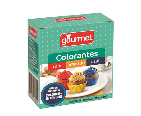 Colorantes gourmet rojo amarillo azul