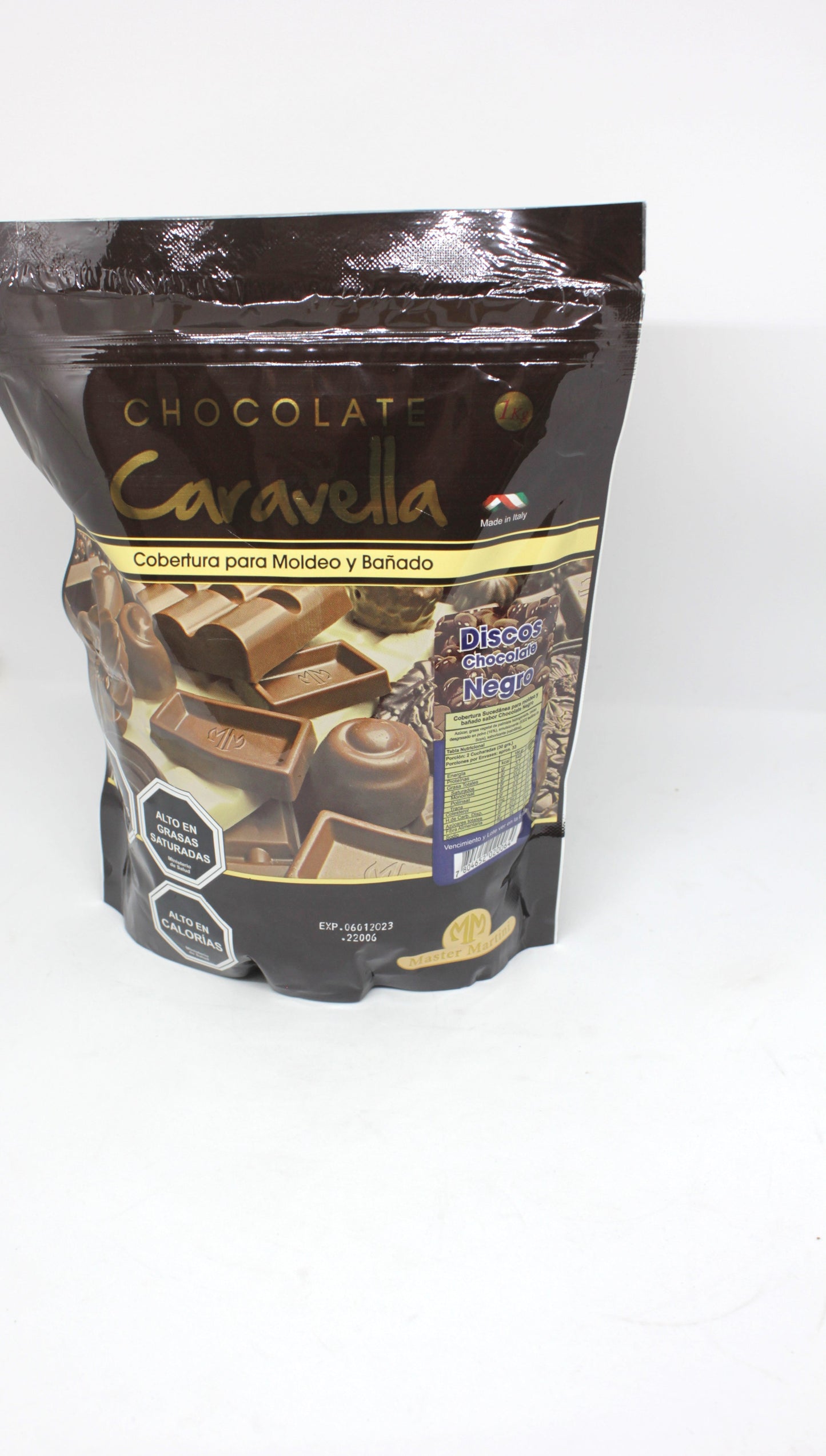 Chocolate caravella moldeo y bano disco negro dark 1 kg
