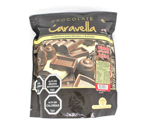 Chocolate caravella moldeo y bano discos leche 1 kg