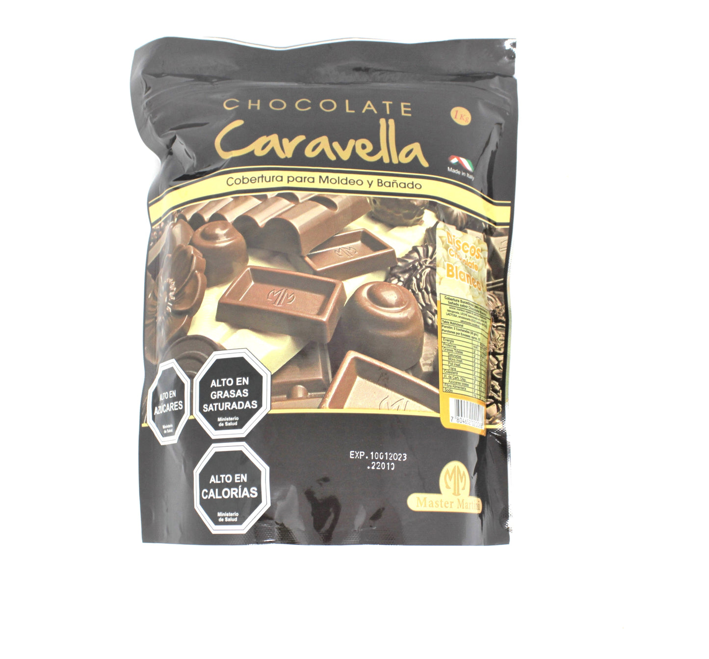 Chocolate caravella moldeo y bano discos blanco 1 kg