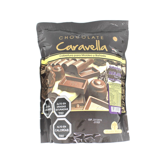 Chocolate caravella moldeo y bano discos alfajor semi amargo 1 kg